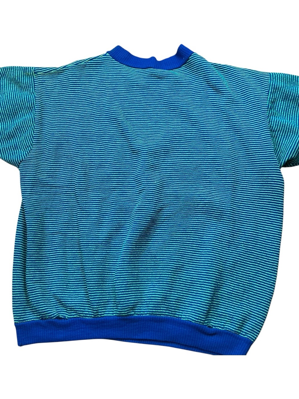 Vintage 60’s Penneys TownCraft green and blue striped ringer sweater M/L USA